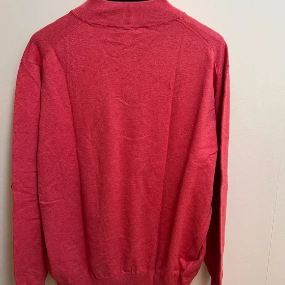 Peter Millar Men's Pink Quarter-Zip Sweater